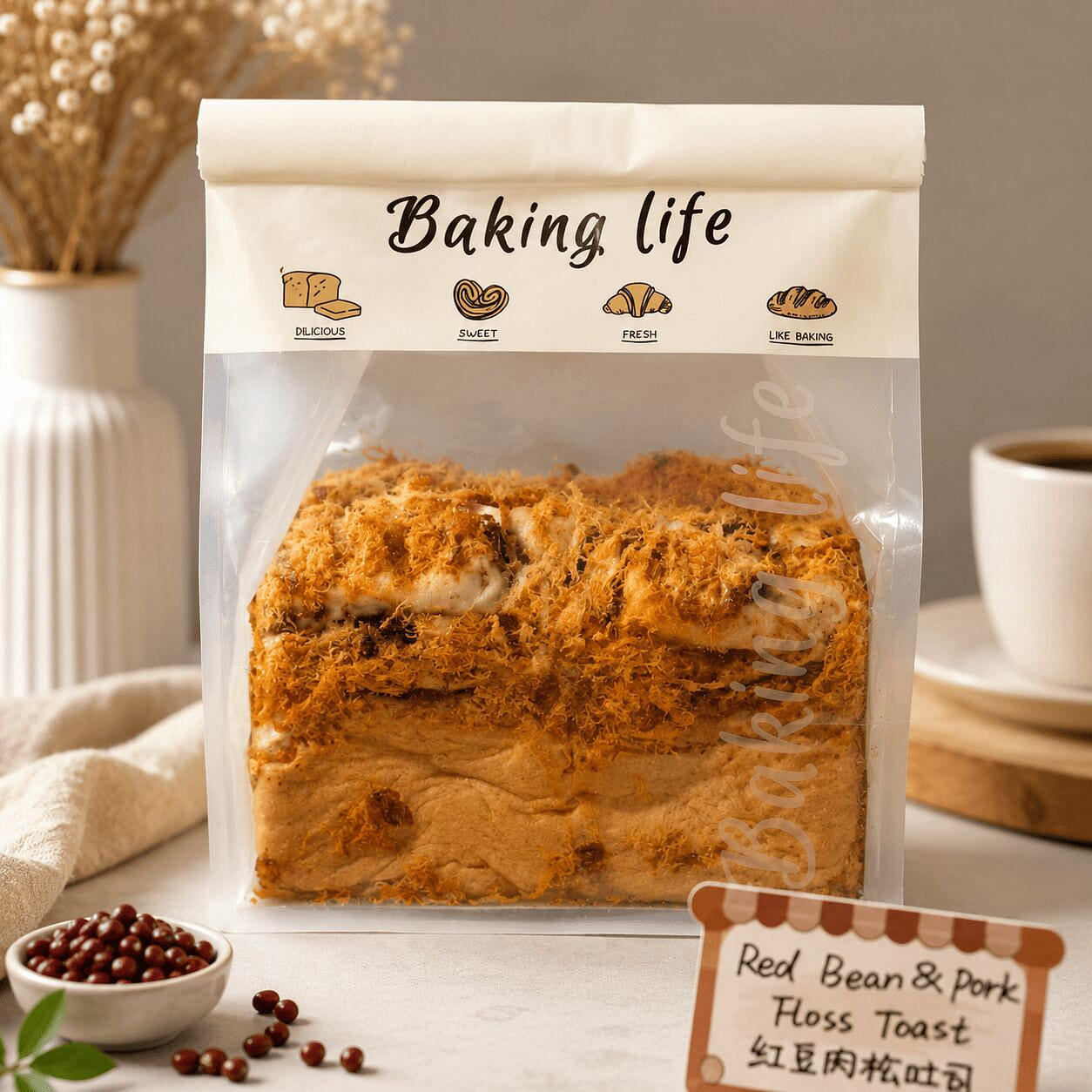 Red Bean & Pork Floss Toast 1 count