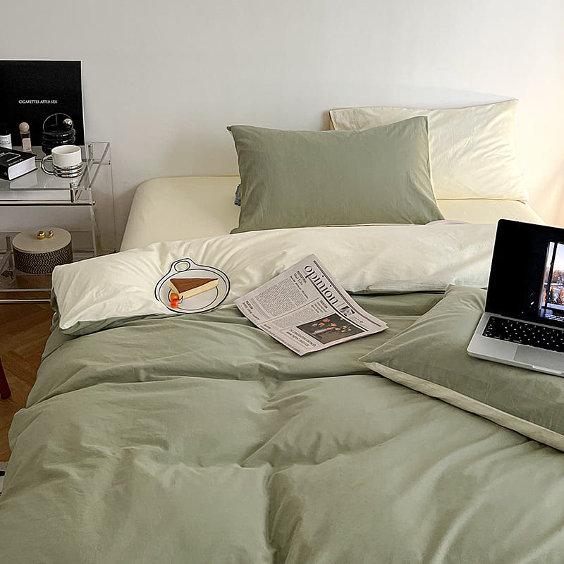 Simple Fresh Bedding Set Olive&Cheese Double 2000 그램