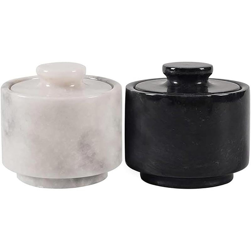 Marble Salt Cellar White & Black - Luxury Storage 1 each