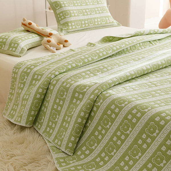 CuddlePatch Quilt Only Green Bear-Queen 2000 그램