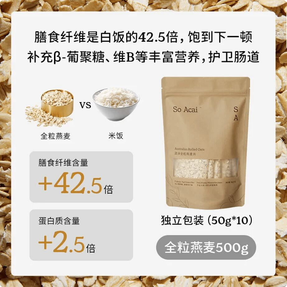 【Soacai】純燕麥片老式全粒燕麥片500g 500 克