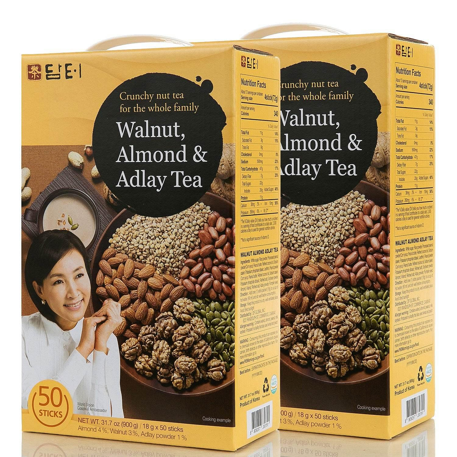 Damtuh Walnut Almond Adlay Drink Mix 50ct 2 Boxes 100 count