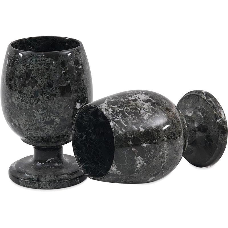 Radicaln Black Marble Wine Glass Set of 2, 5" Cups 2 each