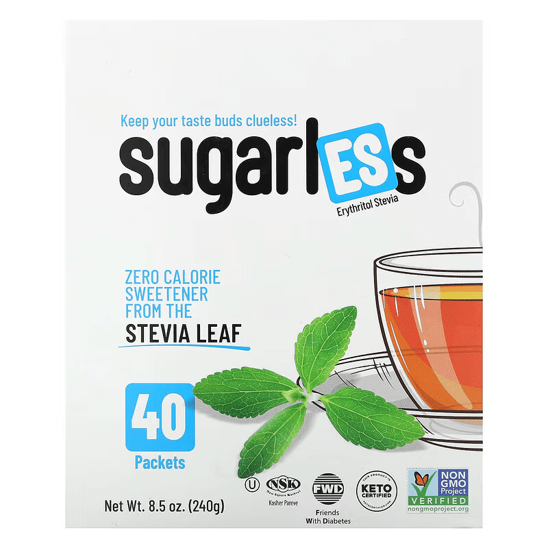 Sugarless, Erythritol Stevia, 40 Packets 21 온스