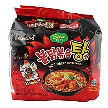 Samyang Buldak Jjajang Korean Spicy Hot Chicken Stir-Fried Noodles 4.94oz (Pack of 5) chicken / 5.11 Ounce (Pack of 10) 1 each