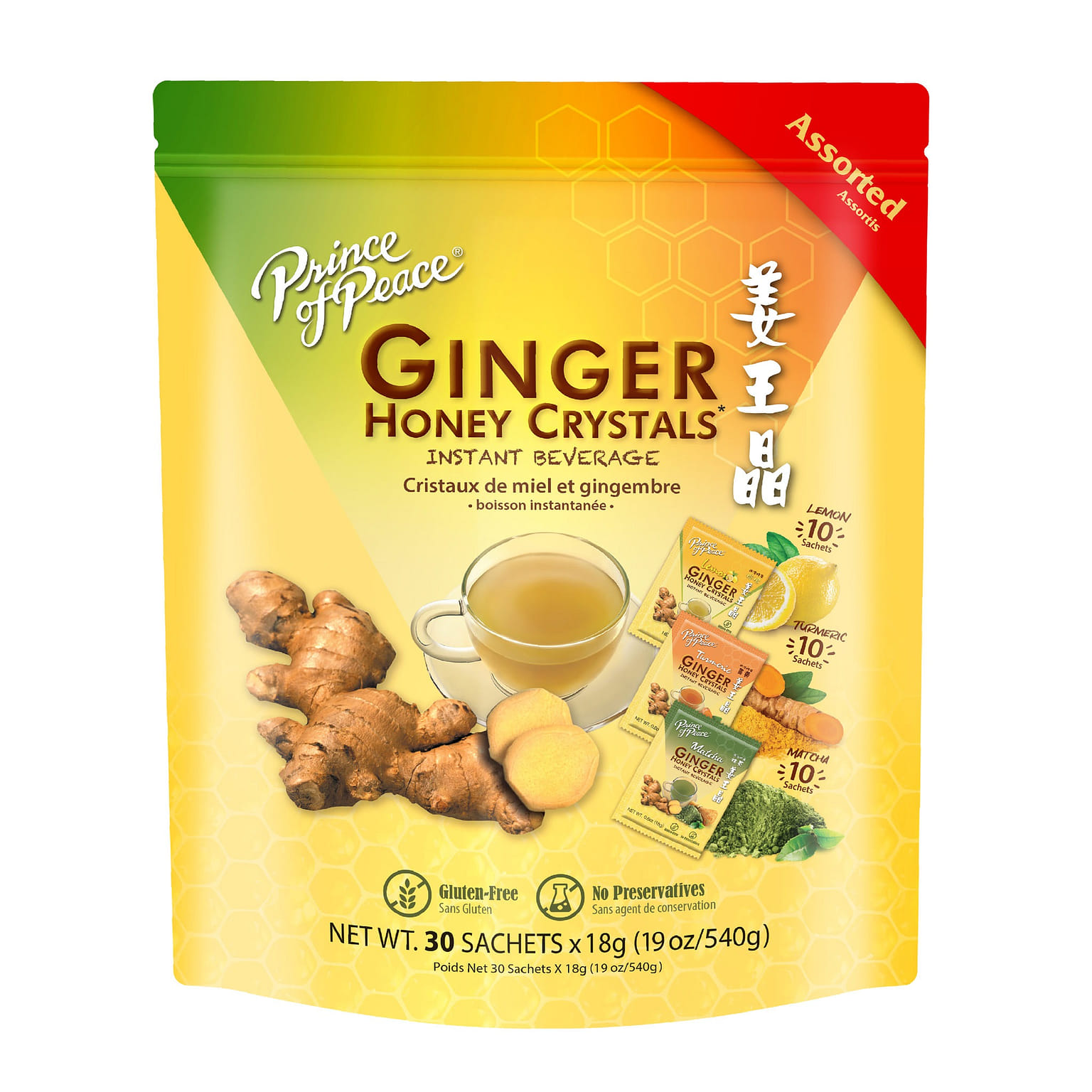 Ginger Honey Crystal Assorted (Lemon, Turmeric, Matcha), 30 sachets 1 개