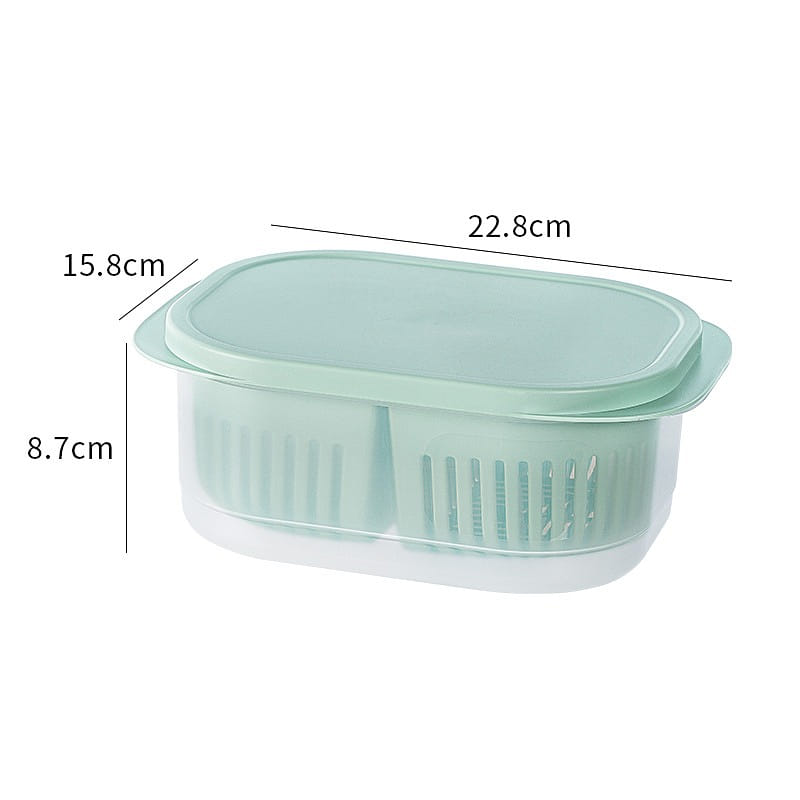 Kitchen Food Organiser Storage Box Sealed Freshness Drainer Box Light Tea Green 1 개입