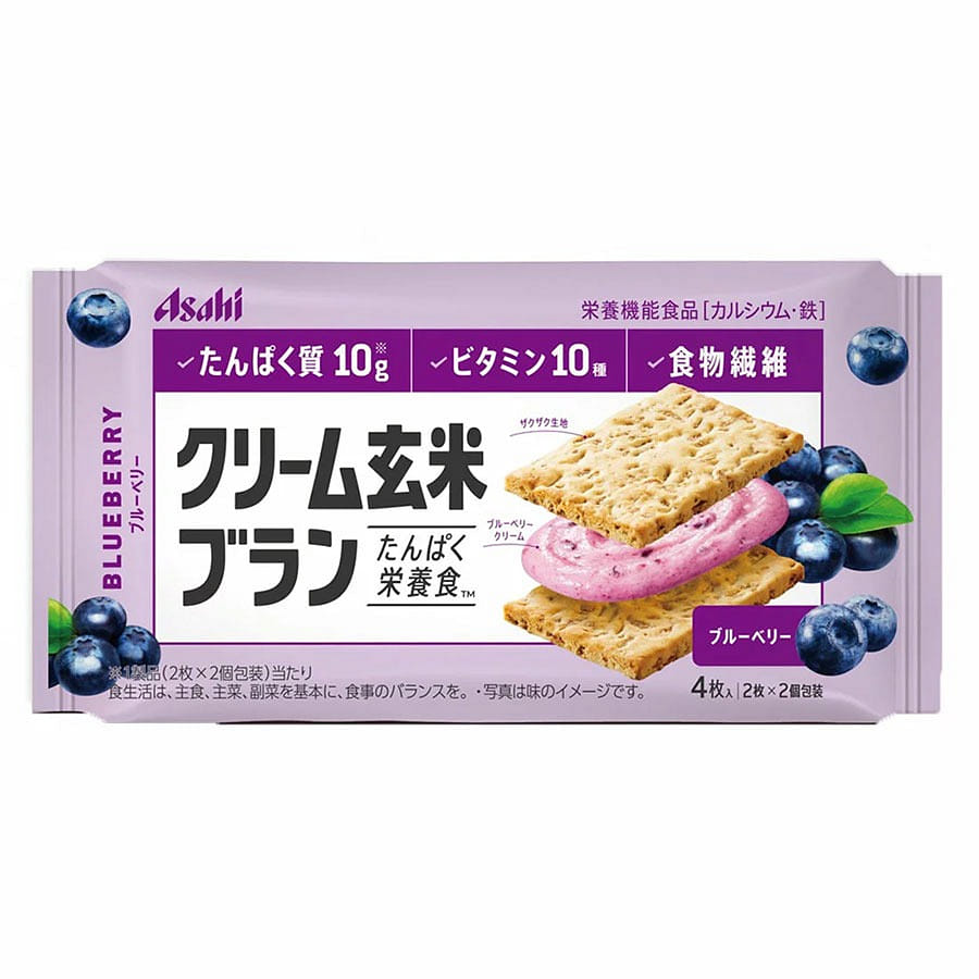 Asahi Cream Brown Rice Bran Blueberry 4pcs/ 1 개