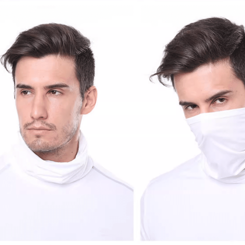 2 UV Buff Multifunctional Microfiber Headwear Neck Gator Bandana Facecover White 2 ส่วน