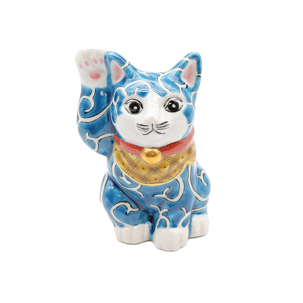 Kutani Ware Handmade Lucky Cat (Arabesque, 3.07" x 3.07") Made in Japan 1 ส่วน