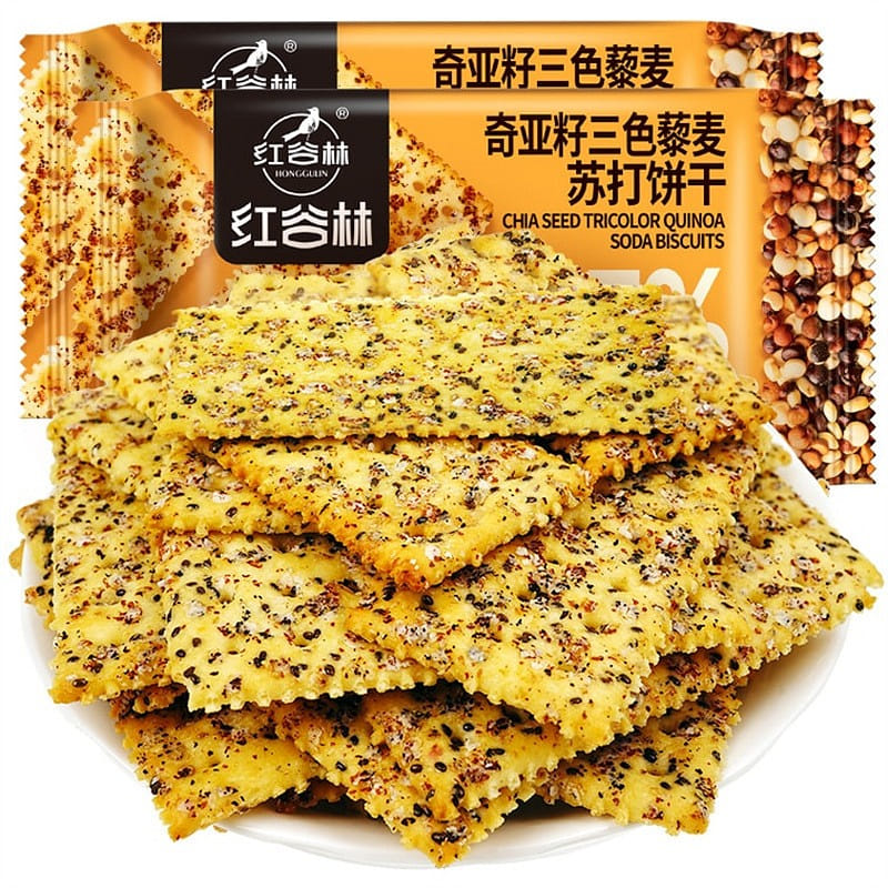Red Valley Forest Chia Seed Tri-color Quinoa Soda Crackers 208g/bag 208 กรัม