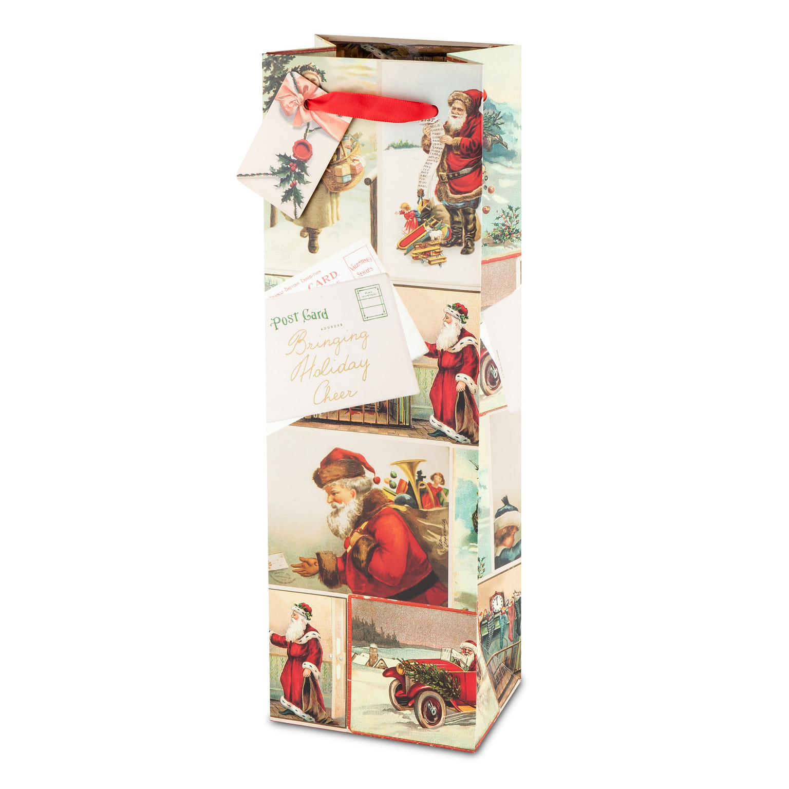 Santa Collage Single-Bottle Wine Bag by Cakewalk 1 each