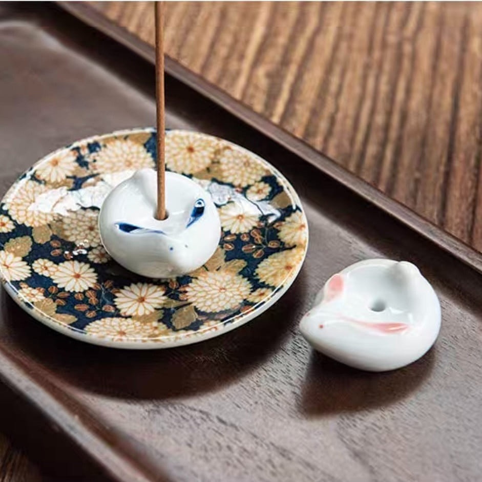Setoware Flower Bunny Incense Holder(Gift Box)Navy 1 count