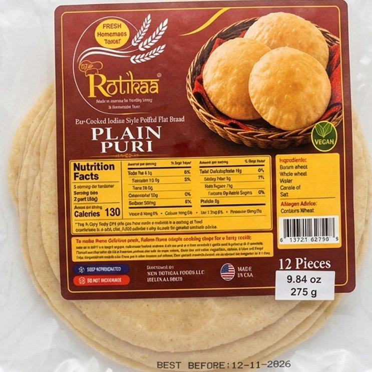 Uncooked Plain Puri 12pcs 18 box
