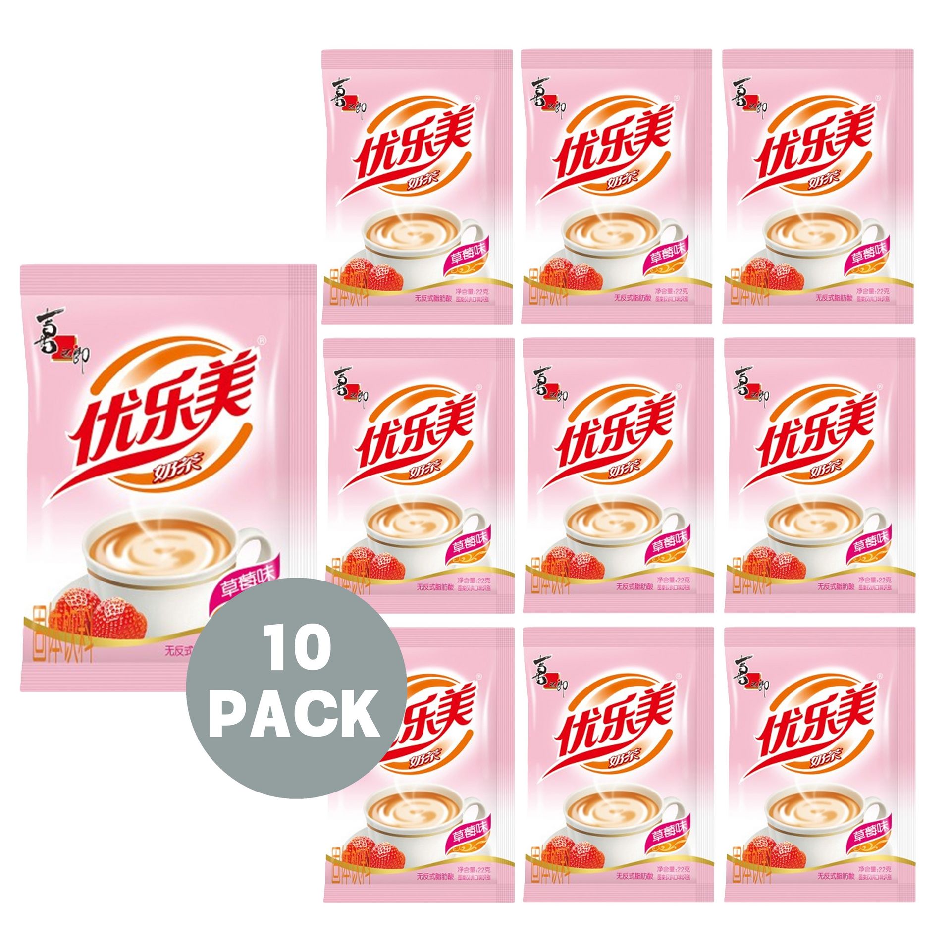 U.Loveit Strawberry flavor Milk tea Strawberry drink 22g*10 Packs 220 g