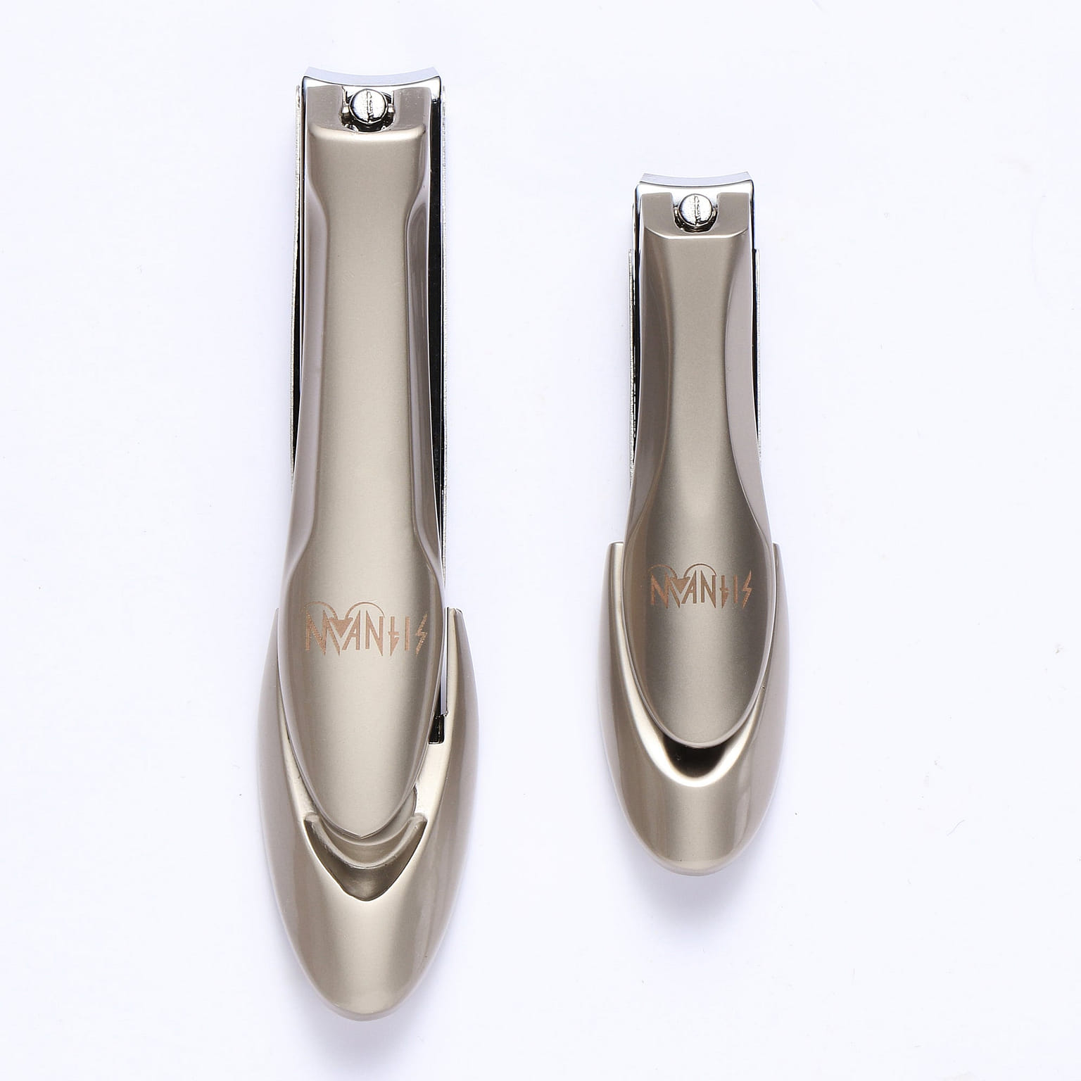 MANTIS Nail Clippers with Catcher, Bionic Design Kit for Female and Male, Carbon Steel, Champagne 1 개