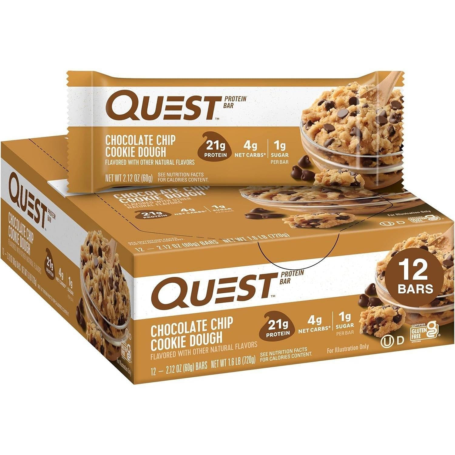 Quest Protein Bar Chocolate Chip Cookie Dough 12ct 1 each