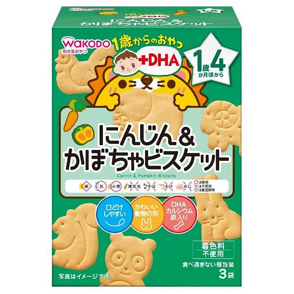 Bánh quy Wakodo Snacks + DHA Cà rốt & Bí ngô 1 phần