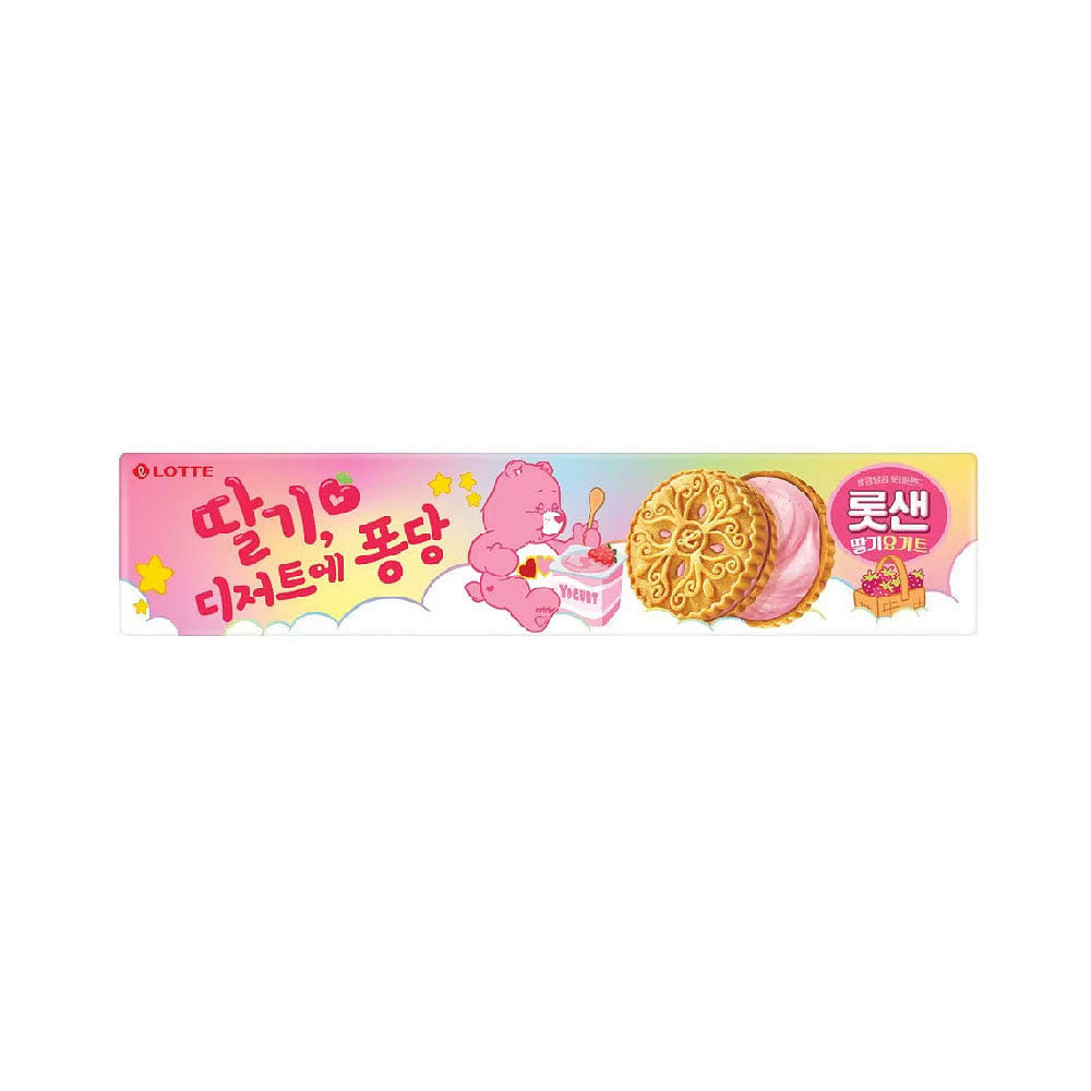 Lotte Sandwich Cookie Strawberry Yogurt Flavor 105g 1 ส่วน