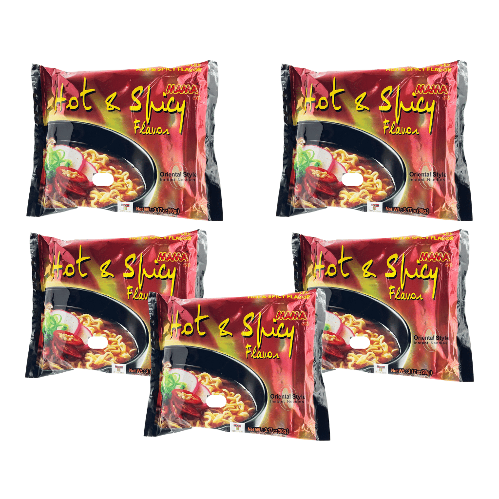 Mama Hot & Spicy Noodles 3.17oz pack of 5 1 ส่วน