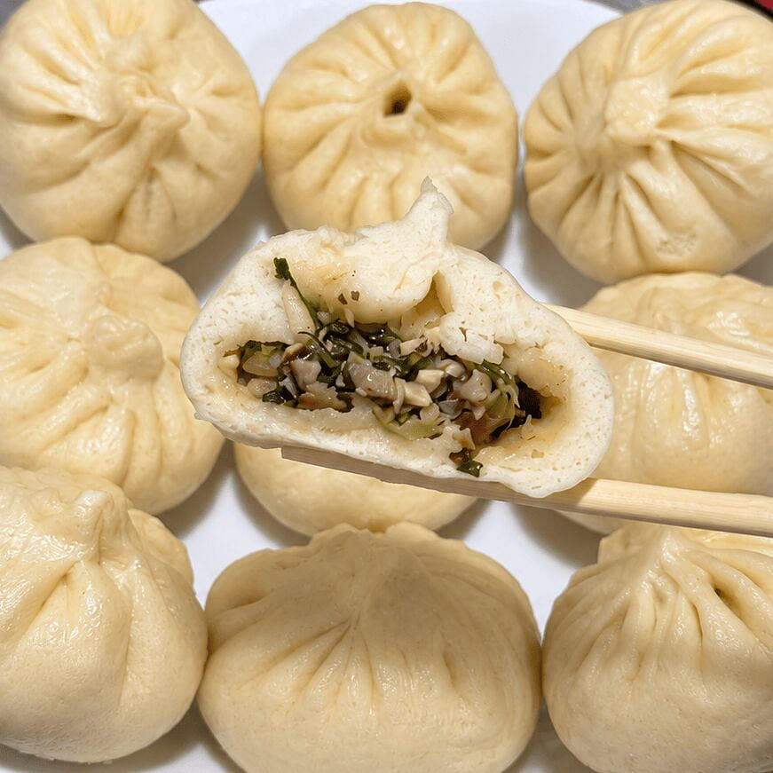 Handmade Mushrooms and Vegetable Buns 4 count