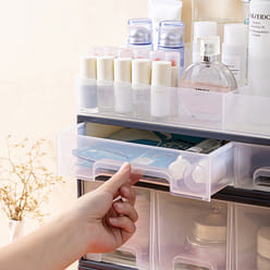 약품 화장품 문구 정리함 ROSELIFE 분리 가능 자유 조합 4단 정리함 [TFAC] 낮은 2개와 높은 1개의 4서랍 5슬롯 책상 정리함 투명 1 개입