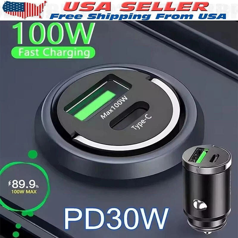 100W Super Fast Phone Car Charger Adapter USB Type 1 count