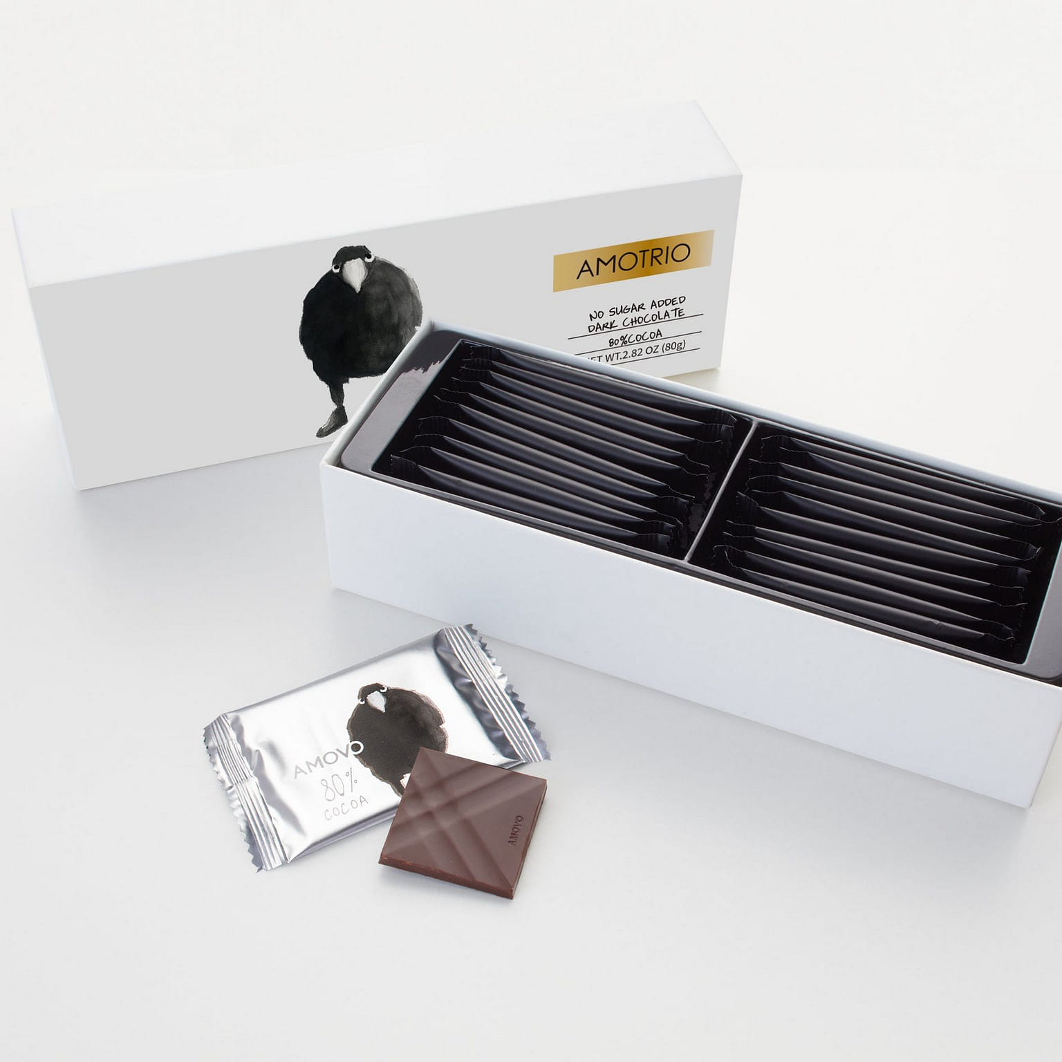 AMOTRIO 80% Sugar-Free Couverture Dark Chocolat, 22 Ct, Delivered with Ice Packs 80 กรัม