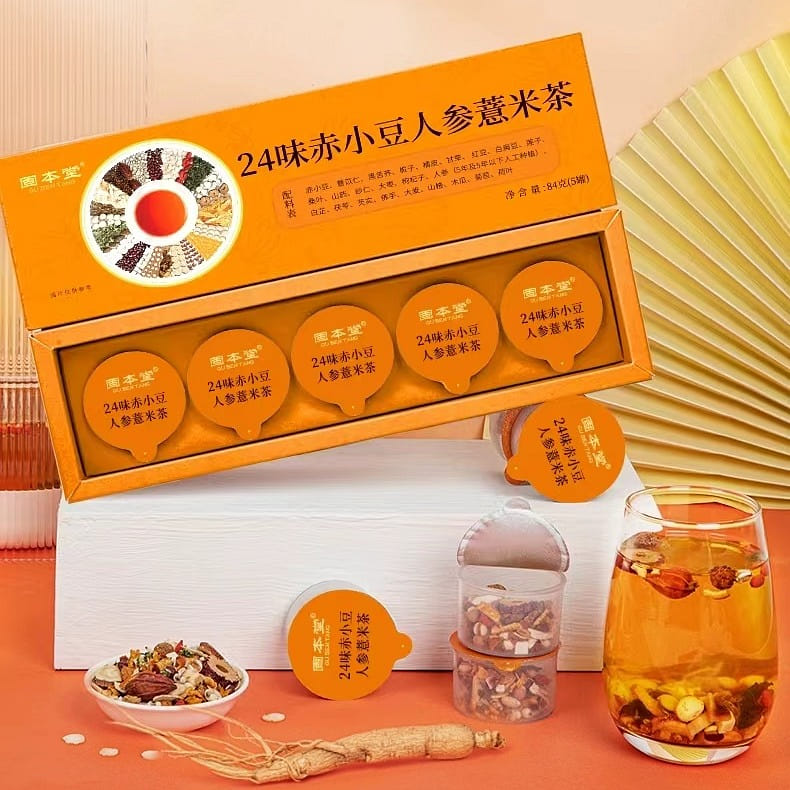 Gu Ben Tang 24 red bean ginseng Coix barley tea 84g*1 box 84 กรัม