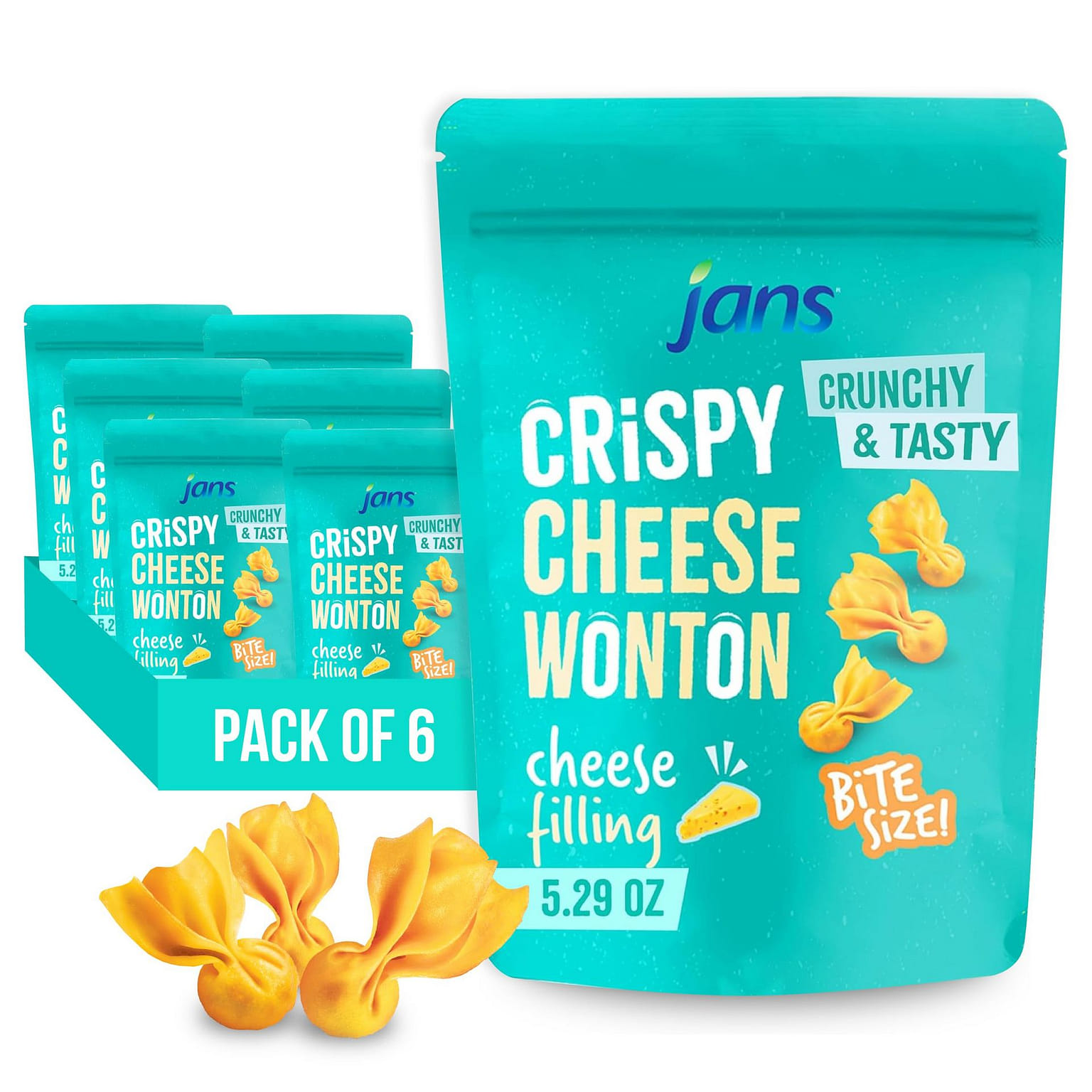 Jans Crispy Cheese Wonton Chips 5.29 oz Pack of 6 5.29 oz*6 pack