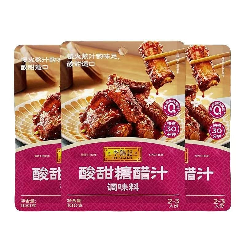 李錦記 酸甜糖醋汁0添加糖醋排骨調味料100g*3 300 克