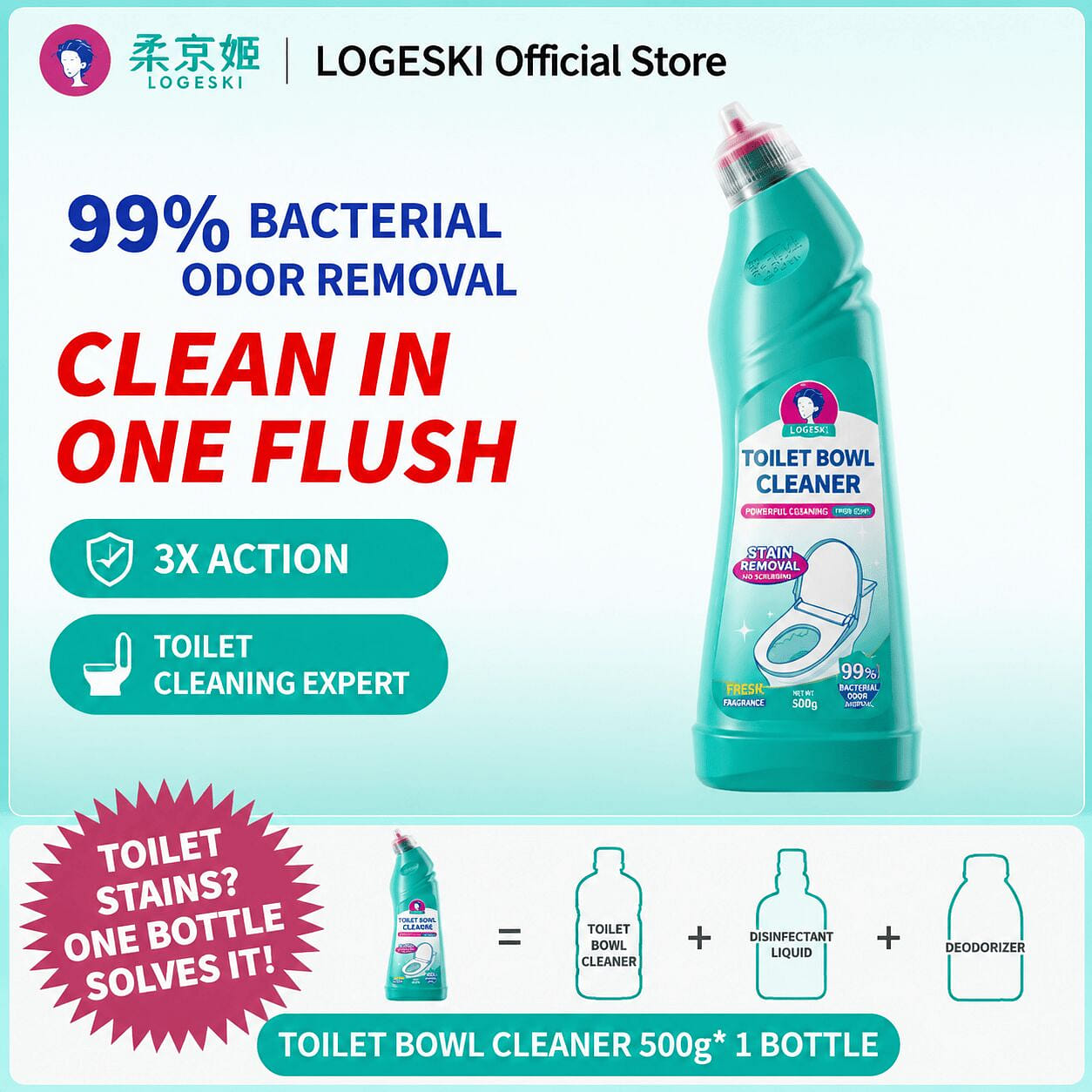 Roujingji Toilet Cleaner - Lazy Person's Cleaning 500 g