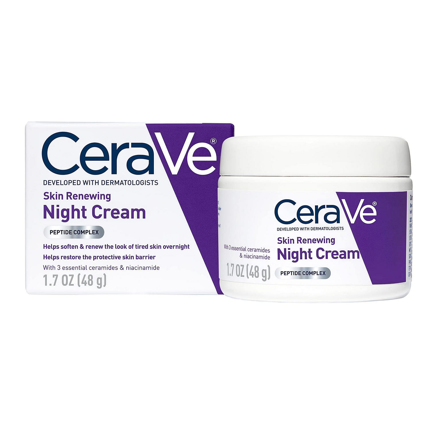 CeraVe Skin Renewing Night Cream | Niacinamide, Peptide Complex, and Hyaluronic 1 ส่วน