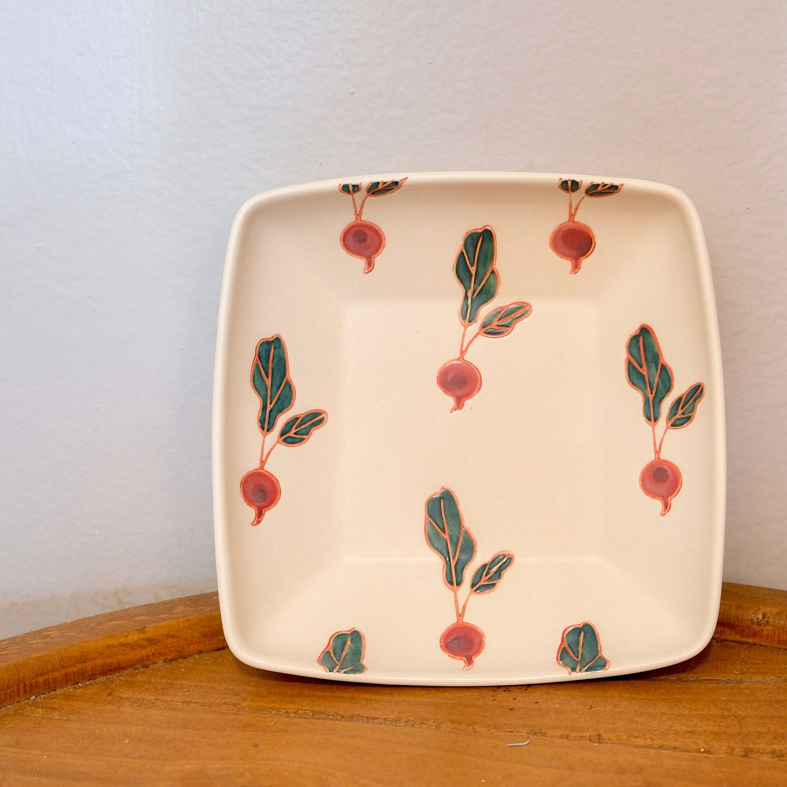 Hasami Ware 17cm Square Deep Plate Radish 1 each