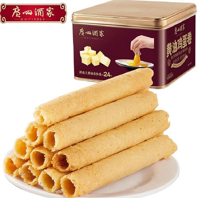 【广州酒家 中华老字号】黄油鸡蛋卷480g 休闲零食下午茶嘴馋小吃饼酥美食 480 克