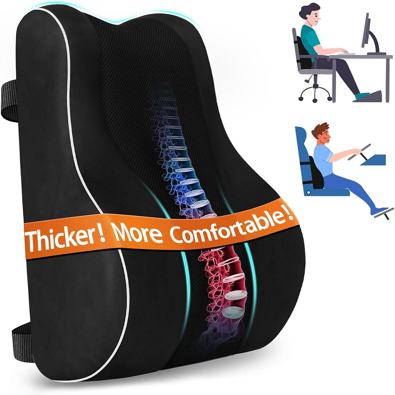 Ergonomic Lumbar Support Pillow Memory Foam 1 each