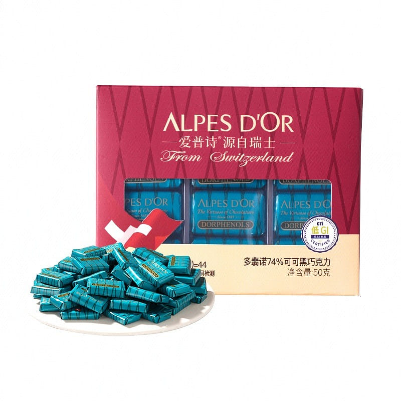 Alpes d'Or Dofino Low GI Dark Chocolate, 74% Cacao 50 g