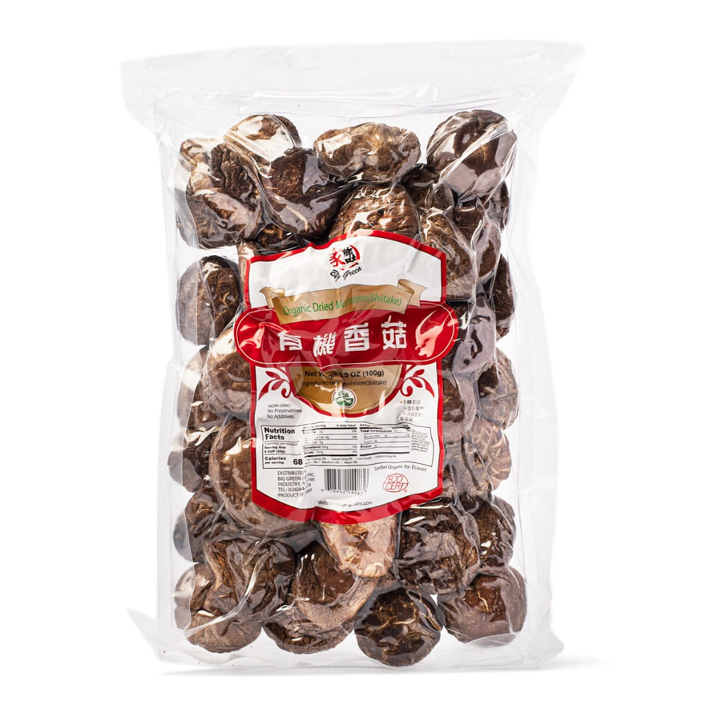 Big Green Organic Dried Shiitake Mushrooms 3.5 oz
