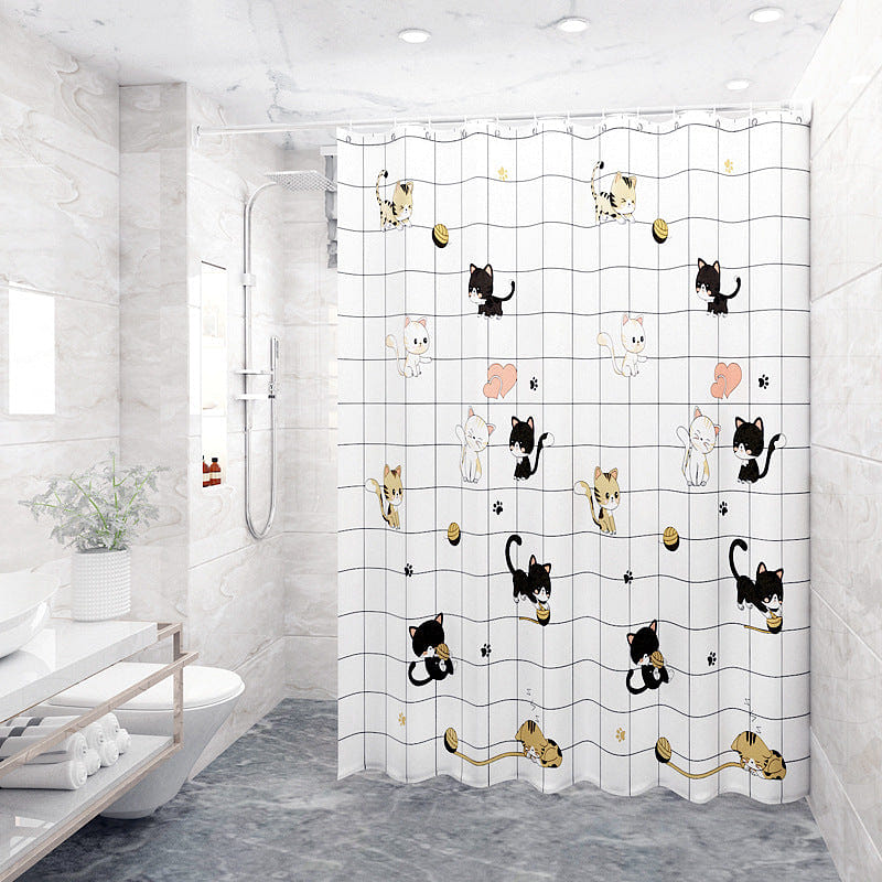 Thickened PEVA Shower Curtain for Bathroom,150*180cm, cute cat 0 파운드