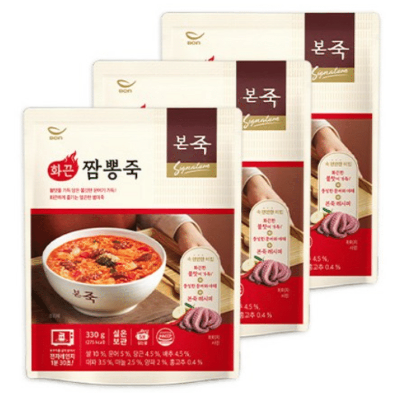 [Korea Direct ] Hot Spicy Jjamppong Porridge 330g, 3 packs 990 กรัม