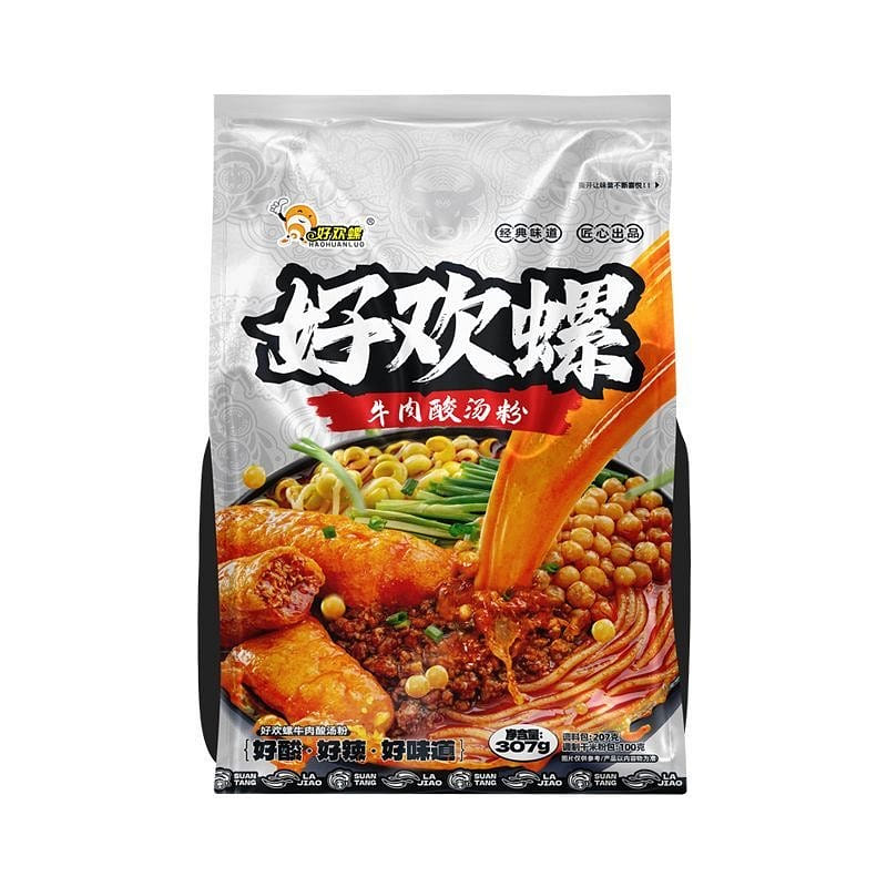 HaoHuanLuo Sour Soup Beef Flavor Rice Noodles 307g 307 g