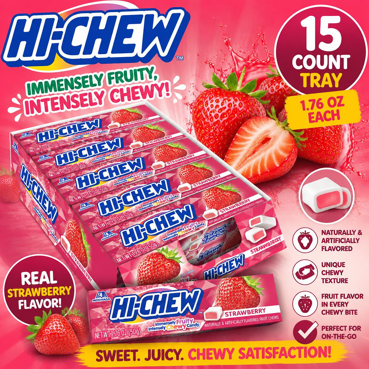 Hi-Chew Strawberry 1.76oz 15ct 1 each