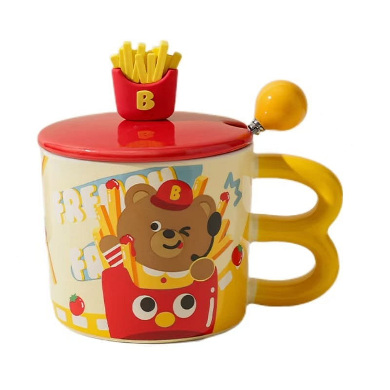 gorgeous Ins Style Ceramic Mug With Lid Cute Couple McDonald's Bear-A Mode 1PC 1 개