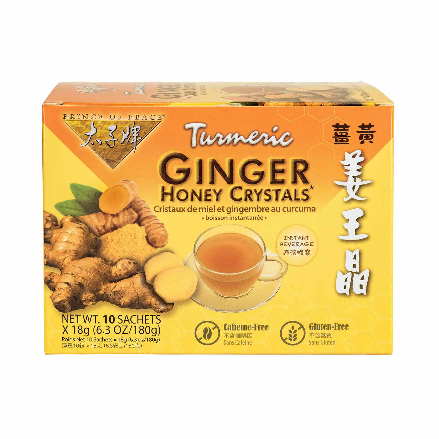 Prince of Peace Instant Turmeric Ginger Honey Crystals, 10 sachets 6.3 ออนซ์
