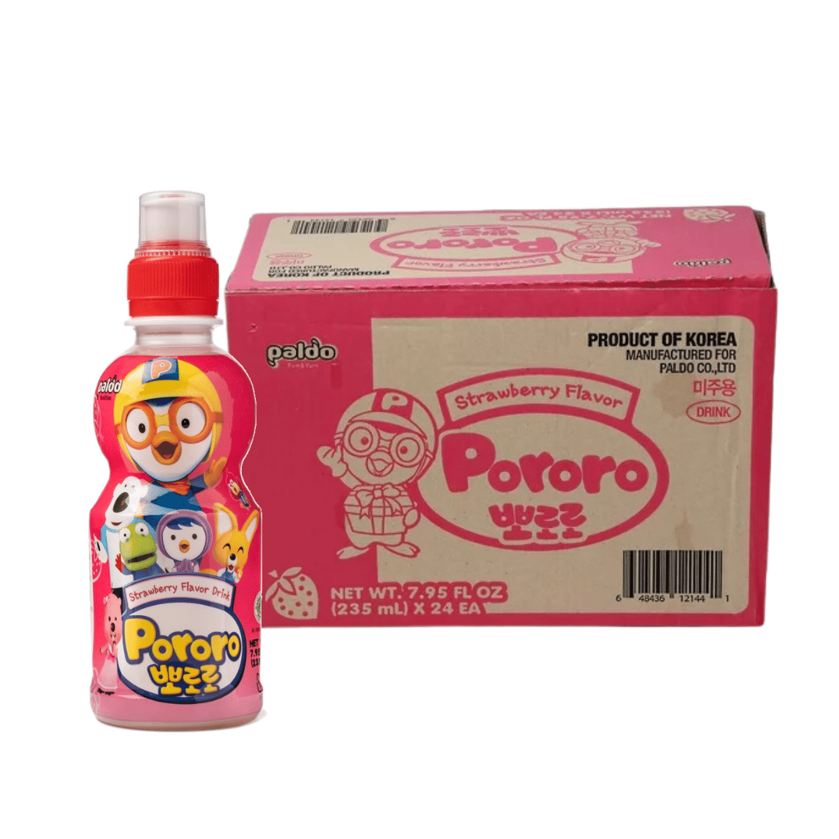 Paldo Pororo Fruit Juice, Strawberry Flavor 7.95 oz pack of 24 1 개