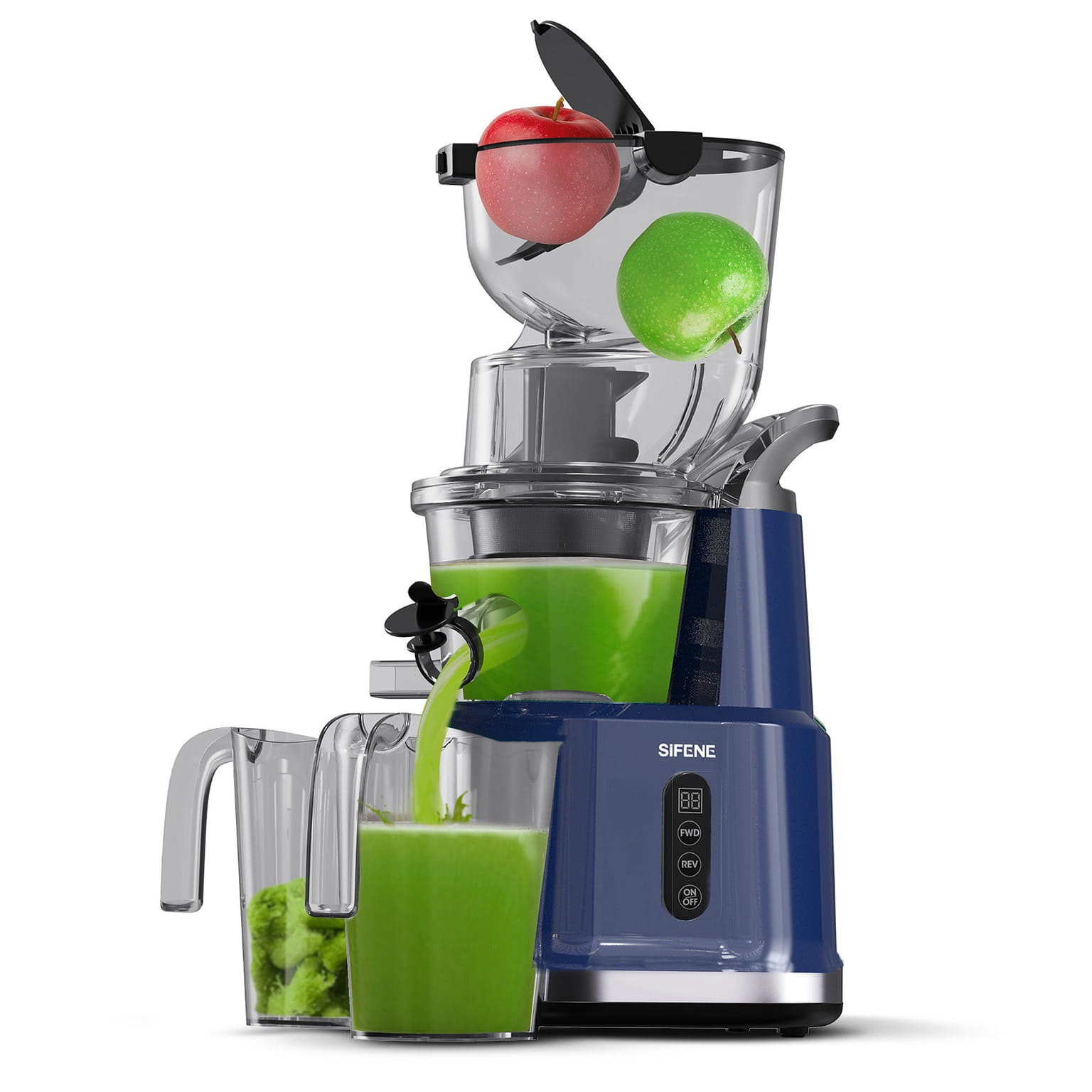SIFENE 200W Cold Press Juicer Machine, 83mm Wide Mouth for Whole Fruit, Blue 1 개입