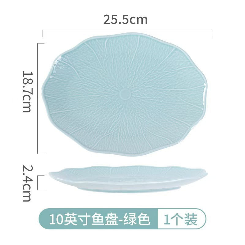 Songfa Ceramic Bowl Tableware 10-inch Plate,Green 1 개입
