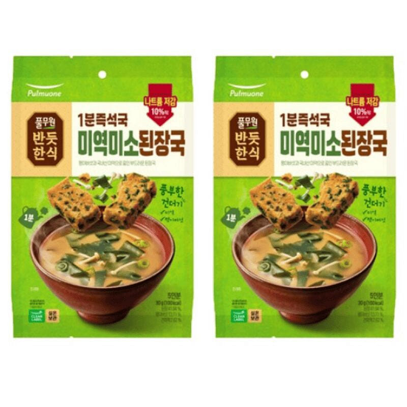 [한국 직배송] 풀무원 1분 즉석국 미역미소된장국 6g * 5개입, 2개 60 그램