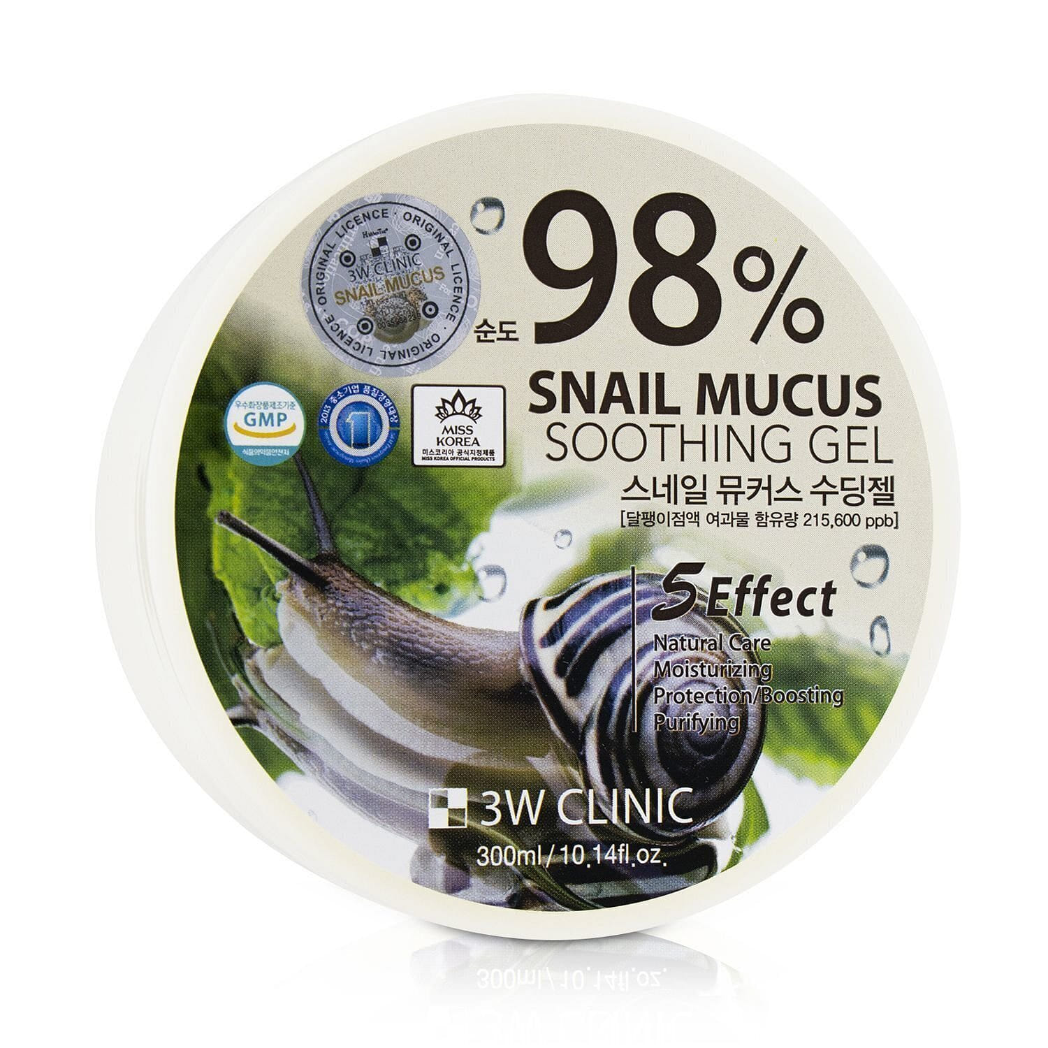 3W Clinic 98% Snail Mucus Soothing Gel 300ml/10.14oz 300 มิลลิลิตร