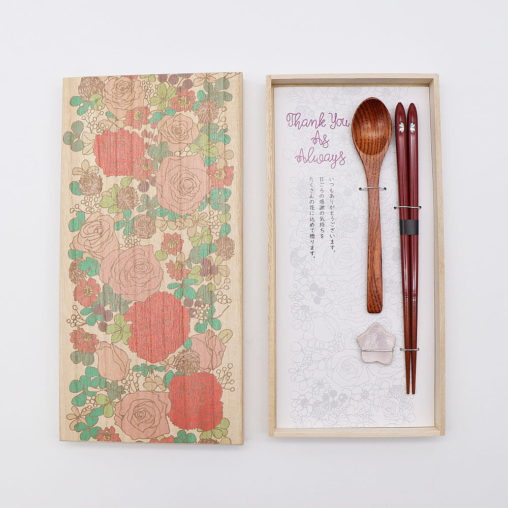 Chopsticks - Flowery Moon Drop Cherry blossoms with Spoon, Chopstick Rest 1 개